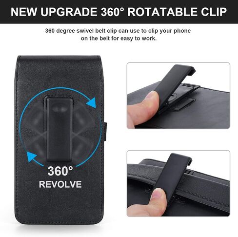 حافظة BECPLT لهاتف Galaxy Z Fold 7 6 5 4 3 2 من الجلد 360 درجة مع مشبك حزام دوار وغطاء حامل للهاتف الخلوي - أسود in Saudi Arabia