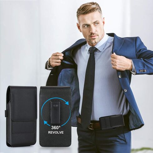 حافظة BECPLT لهاتف Galaxy Z Fold 7 6 5 4 3 2 من الجلد 360 درجة مع مشبك حزام دوار وغطاء حامل للهاتف الخلوي - أسود in Saudi Arabia