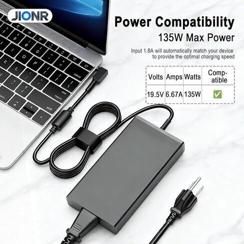 135W Laptop Charger Compatible with Acer Nitro 5 Gaming Laptop AN515-51 AN515-41 AN515-43 AN515-52 AN515-53 AN515-54 AN515-44 AN515-55 Nitro V15 V16 V17 N18C3 N18C4 Power AC Adapter Supply 5.5 * 1.7mm in Kuwait