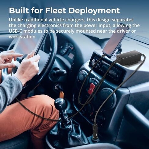 Coolgear 145W Dual USB-C Car Charger - PD 3.1 EPR Type C Vehicle Charger with 140W Laptop Charging, Mountable Flanges and 12V to 24V Plug for Trucks, Fleet Vans and Mobile Workstations in Kuwait