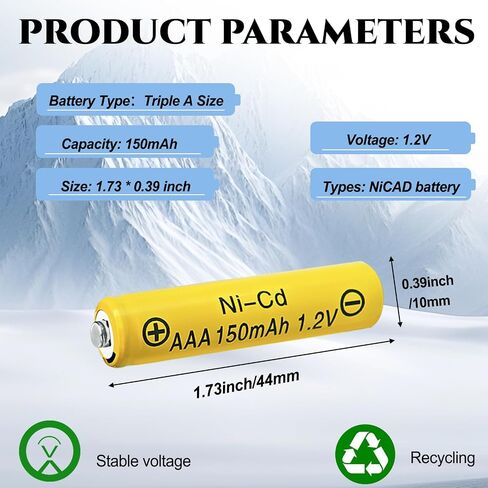 NiCD AAA 150mAh 1.2V Rechargeable Batteries 10Packs for Outdoor Solar Light in Saudi Arabia
