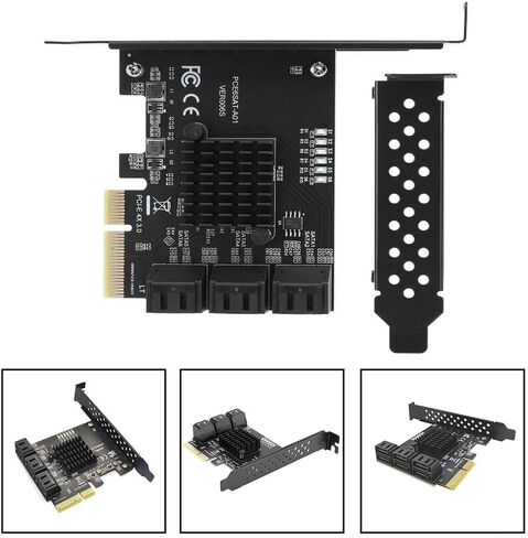 6 منافذ لبطاقة توسيع SATA PCI-E لمحول x4 x8 x16 شريحة ASMedia ASM1166 لنظام التشغيل Windows لنظام التشغيل Linux Synology حاسوب شخصي مكتبي حجم قياسي in Kuwait