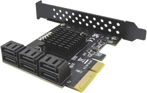 6 منافذ لبطاقة توسيع SATA PCI-E لمحول x4 x8 x16 شريحة ASMedia ASM1166 لنظام التشغيل Windows لنظام التشغيل Linux Synology حاسوب شخصي مكتبي حجم قياسي in Kuwait