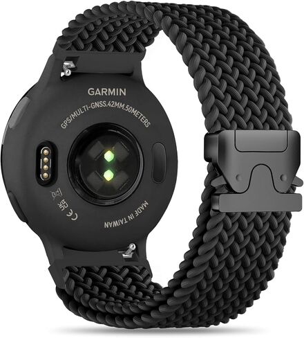 Braid Nylon 20mm Compatible with Garmin Vivoactive 5 Watch Band, Vivoactive 6/3, Soft Solo Loop Fabric Strap Wristband for Forerunner 570-42mm/245/165/55 Replacement with Parachute Metal Buckle in Saudi Arabia