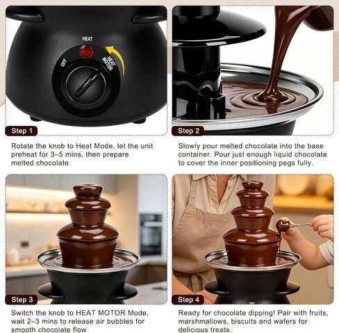 Electric Chocolate Fondue Fountain, Heated Pot for Dessert Dipping in Saudi Arabia