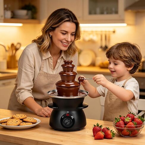 Electric Chocolate Fondue Fountain, Heated Pot for Dessert Dipping in Saudi Arabia