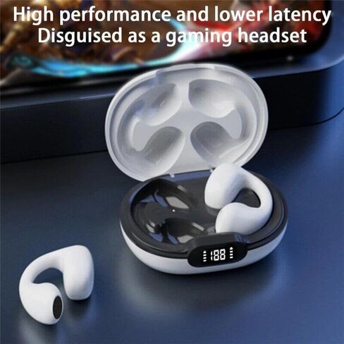Wireless Earbuds,Wireless Ear Clip Bone Conduction Headphones,Open Sport Bone Earbuds,Bluetooth 5.3 Bone Conduction Head,Running Workout Painless Wearing Earring Earphone,for iOS Android Samsung in Saudi Arabia