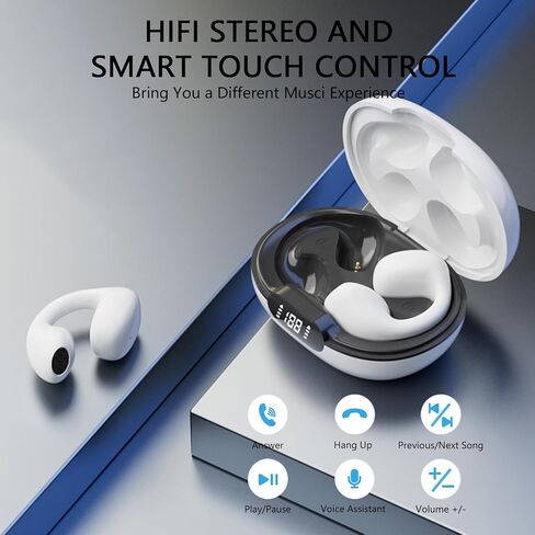 Wireless Earbuds,Wireless Ear Clip Bone Conduction Headphones,Open Sport Bone Earbuds,Bluetooth 5.3 Bone Conduction Head,Running Workout Painless Wearing Earring Earphone,for iOS Android Samsung in Saudi Arabia