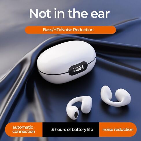 Wireless Earbuds,Wireless Ear Clip Bone Conduction Headphones,Open Sport Bone Earbuds,Bluetooth 5.3 Bone Conduction Head,Running Workout Painless Wearing Earring Earphone,for iOS Android Samsung in Saudi Arabia