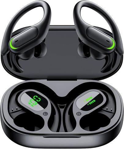 Wireless Earbuds, Sports Bluetooth 5.4 Headphones, Digital Display, Bass Sound 60Hrs Playtime, Over-Ear Hook with Mic, Fast Charging Digital Display IPX7 Waterproof Earphones for Running/Sports in Saudi Arabia