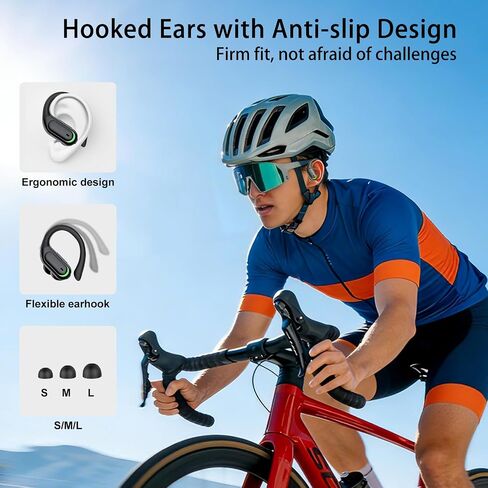 Wireless Earbuds, Sports Bluetooth 5.4 Headphones, Digital Display, Bass Sound 60Hrs Playtime, Over-Ear Hook with Mic, Fast Charging Digital Display IPX7 Waterproof Earphones for Running/Sports in Saudi Arabia