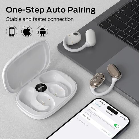 BUGANI OE03 Open Ear Headphones, Bluetooth 5.3 Wireless Headphones, Open Ear Earbuds with Immersive Stereo Sound, Clear Talk, 30H Playtime, Waterproof Sport Earbuds for Running, White in Saudi Arabia