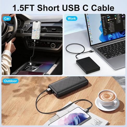10Gbps USB C Data Cable, 1.5FT USB C 3.2 Gen 2 Charger Cable for Car, SSD in Saudi Arabia