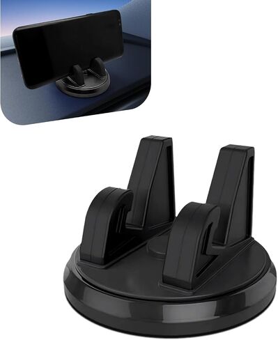 360 Rotatable Car Phone Holder for Dashboard, Silicone Non-Slip & Stable Grip Phone Mount with Data Cable Management, Universal for Most Smartphones in Car & Home (Black) in Kuwait