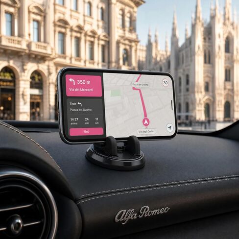 360 Rotatable Car Phone Holder for Dashboard, Silicone Non-Slip & Stable Grip Phone Mount with Data Cable Management, Universal for Most Smartphones in Car & Home (Black) in Kuwait