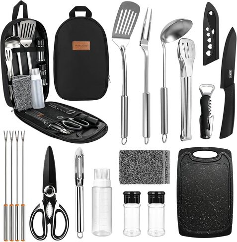 Camping Utensil Set 18 Pcs, Camping Cooking Set with Storage Bag in Saudi Arabia