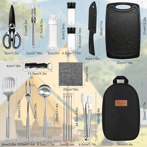 Camping Utensil Set 18 Pcs, Camping Cooking Set with Storage Bag in Saudi Arabia