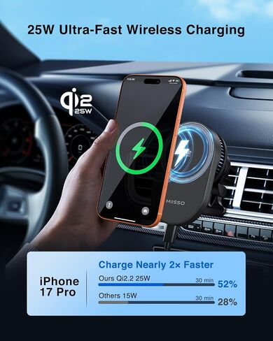 miisso Qi2.2 25W Magnetic Vent Mount Car Charger with TEC Cooling Fan in Saudi Arabia