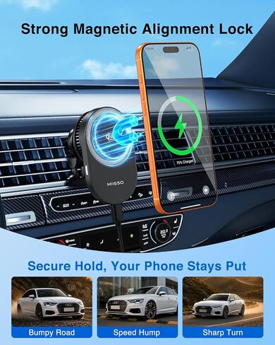 miisso Qi2.2 25W Magnetic Vent Mount Car Charger with TEC Cooling Fan in Saudi Arabia