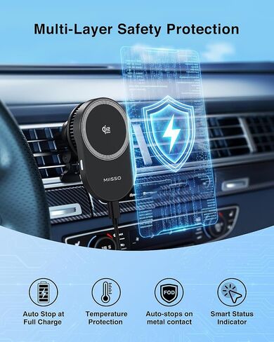 miisso Qi2.2 25W Magnetic Vent Mount Car Charger with TEC Cooling Fan in Saudi Arabia