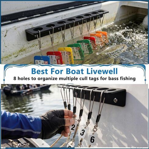 8 Holes Large Fish Culling System for Bass Fishing and Tournaments, Professional Cull Keeper Tag System Quick Identify Catch Sorting Organizer for Competitive Anglers, Tags Not Included in Saudi Arabia