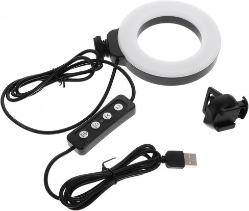White Ring Video Light with Clip, Mountable ABS for Photography in Saudi Arabia