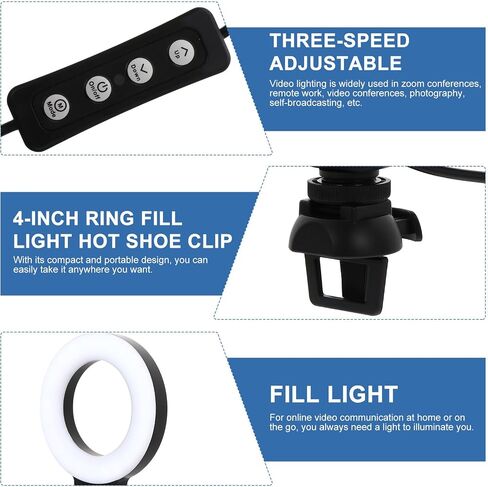 White Ring Video Light with Clip, Mountable ABS for Photography in Saudi Arabia