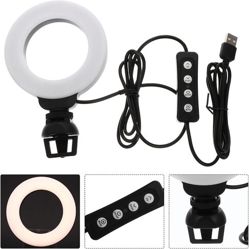 White Ring Video Light with Clip, Mountable ABS for Photography in Saudi Arabia