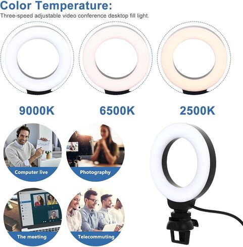 White Ring Video Light with Clip, Mountable ABS for Photography in Saudi Arabia