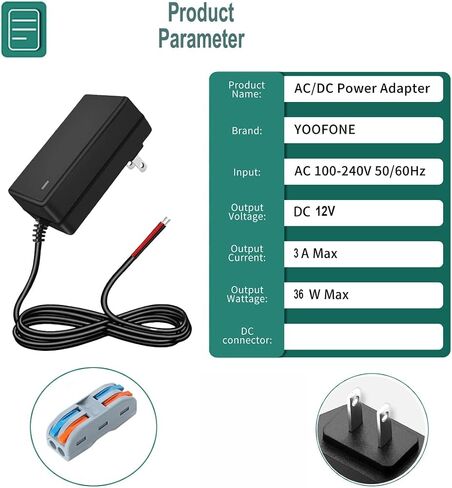 Universal 12V DC Power Supply, 36W 12V 3A AC Adapter in Saudi Arabia