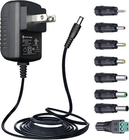 UL Listed 6V 1A 6ft Power Supply Adapter with 8 Tips, AC to DC 6W 1000mA 800mA 500mA Replacement Power Cord for Blood Pressure Monitor/Elliptical Machine/Sewing Machine/Trash Can and More in Kuwait