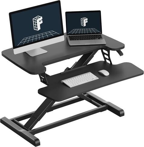 FLEXISPOT Standing Desk Converter 28" Desk Riser for Small Spaces, Compact Desktop Riser Sit Stand Computer Workstation, Stand Up Desk Converter for Laptop & Single Monitor, Black in Saudi Arabia