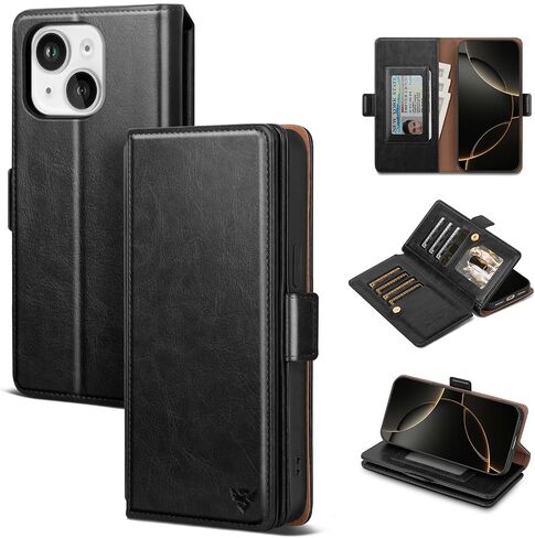 for iPhone 14 Case Wallet with Card Holder,Brown in Kuwait