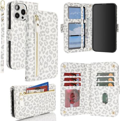 for iPhone 15 Pro Case Wallet with Card Holder,for iPhone 15 Pro Wallet Case for Women Men with Stand,PU Leather Magnetic Zipper Pocket Wrist Strap Flip Phone Case-Dark Purple in Saudi Arabia