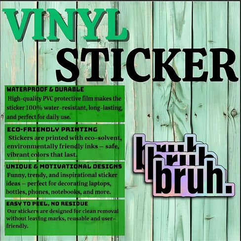 (3Pcs) Bruh Sticker Funny Sarcastic Quote Humor Motivational Inspirational Gifts Waterproof Vinyl Decals for Kindle Water Bottle Bumper Car Hard Hat Phone Laptop for Teens, Friends, Coworkers - 3x1.5 in Kuwait