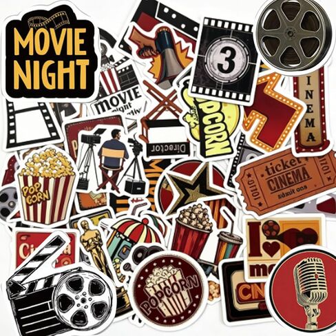 100Pcs Movie Night Stickers, Vinyl Decals for Laptops and Bottles in Saudi Arabia