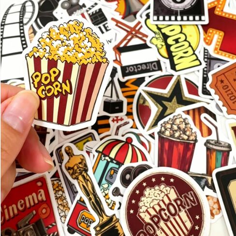 100Pcs Movie Night Stickers, Vinyl Decals for Laptops and Bottles in Saudi Arabia