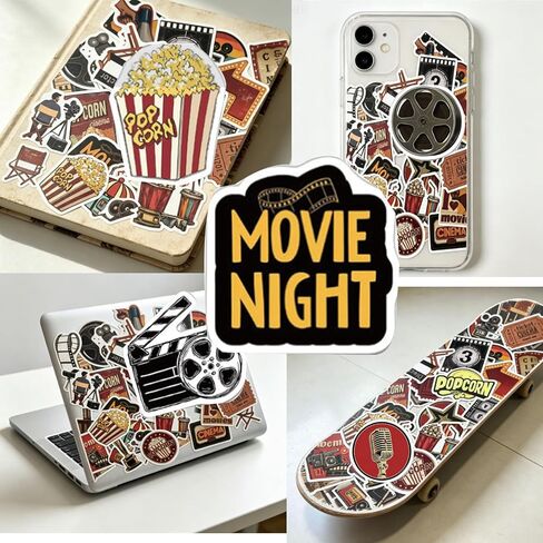 100Pcs Movie Night Stickers, Vinyl Decals for Laptops and Bottles in Saudi Arabia