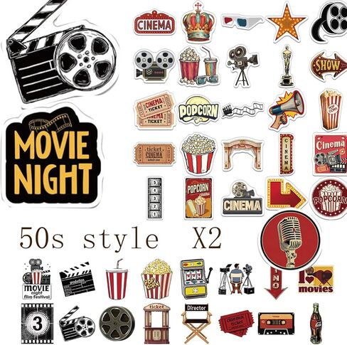 100Pcs Movie Night Stickers, Vinyl Decals for Laptops and Bottles in Saudi Arabia