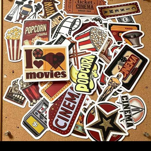 100Pcs Movie Night Stickers, Vinyl Decals for Laptops and Bottles in Saudi Arabia