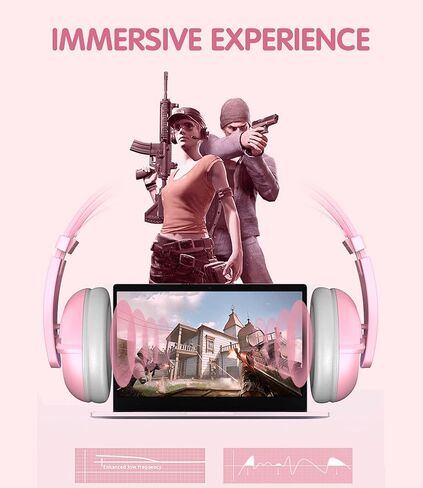 SOMIC G238 Gaming Headset 7.1 Surround Sound for PC, Laptop, Over Ear Wired Headphone with Mic, On Ear Volume Control, Pink in Saudi Arabia