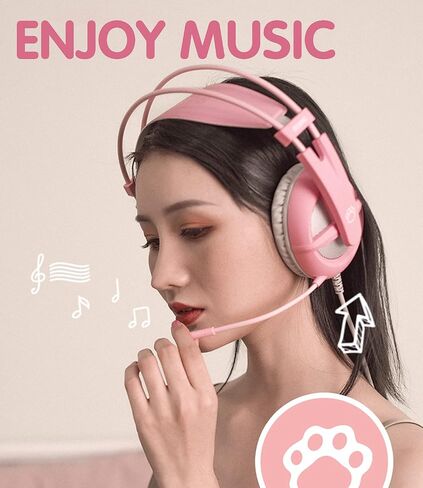 SOMIC G238 Gaming Headset 7.1 Surround Sound for PC, Laptop, Over Ear Wired Headphone with Mic, On Ear Volume Control, Pink in Saudi Arabia