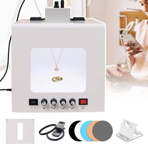 Professional Photo Studio Light Box Kit,with Electric Hanging Rotating Rack&Adjustable Speed Turntable for Necklaces/Earrings/Bracelets (Tb30) in Saudi Arabia