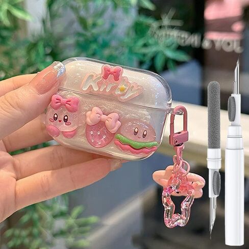 حافظة شفافة لطيفة لحافظات Airpod Pro/Pro 2 Gen 2019/2022/2023، غطاء الجيل الثاني/الأول المضحك ثلاثي الأبعاد Kawaii Apple Airpod Pro مع مجموعة تنظيف وسلسلة مفاتيح على شكل نجمة للأولاد والبنات والأطفال في سن المراهقة، هامبورغ والفراولة in Kuwait