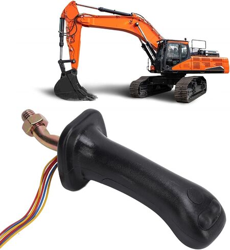 2PCS Excavator Joystick Handles, 3 Buttons, Black, Sturdy Replacement for Doosan DH DX150 215 225 300 370 9C, Easy to Operate, Ergonomic Design in Saudi Arabia