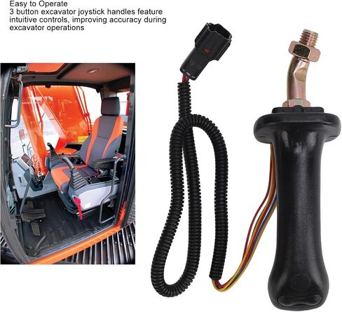2PCS Excavator Joystick Handles, 3 Buttons, Black, Sturdy Replacement for Doosan DH DX150 215 225 300 370 9C, Easy to Operate, Ergonomic Design in Saudi Arabia