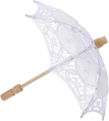 Bridal Lace Umbrella Wedding Decorative, Mini Craft Flowers Lace Embroidery Umbrella Vintage Parasol Ornament for Wedding, Photo Props, Party Decoration in Saudi Arabia