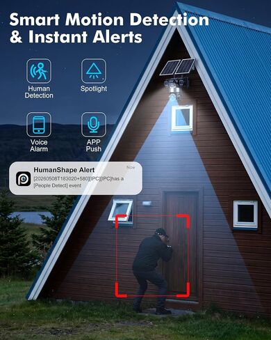 KEPEAK 4G LTE Cellular Solar Security Camera Wireless Outdoor, 4 Lens No WiFi Solar Powered Camera, Color Night Vision, PIR Motion Sensor, 2 Way Talk, Built in SIM Card in Kuwait