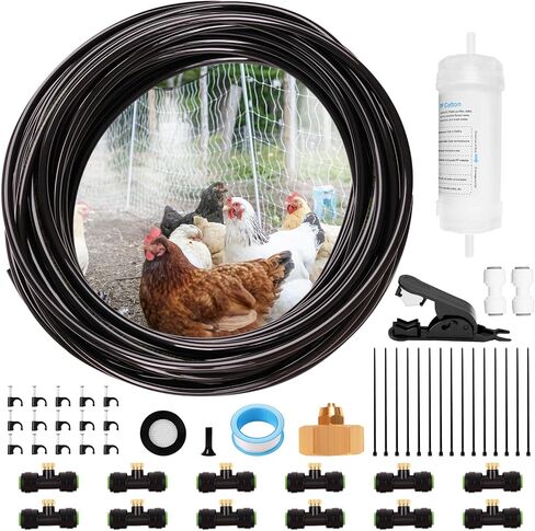 Misting Cooling System, 36FT (11M) Misting Line + 12 Brass Mist Nozzles + Water Filter + Brass Adapter(3/4") Outdoor Mister for Patio Garden Greenhouse Trampoline Coop (Green) in Saudi Arabia