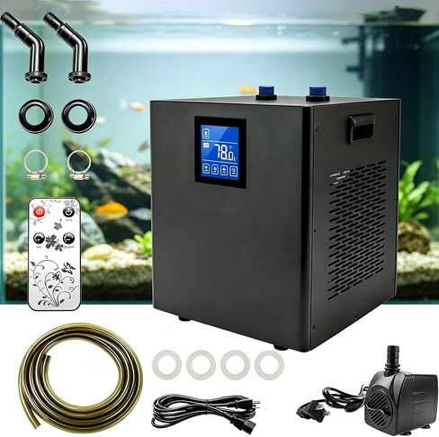 79 Gallon Aquarium Chiller, 1/3 HP Active Aqua Chiller for Axolotl, Fish Tank Chiller, Hydroponic Cooling System, Aquarium Cooler with LED Display, Pipe, Water Pump, Remote Control in Kuwait